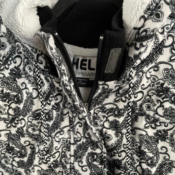 Helix Snowboardwear Medium Black & White Paisley Coat Zip Jacket - Picture 3 of 16